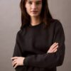 Sudadera corta de cuello redondo con tejido espaciado Sudadera corta de cuello redondo con tejido espaciado
