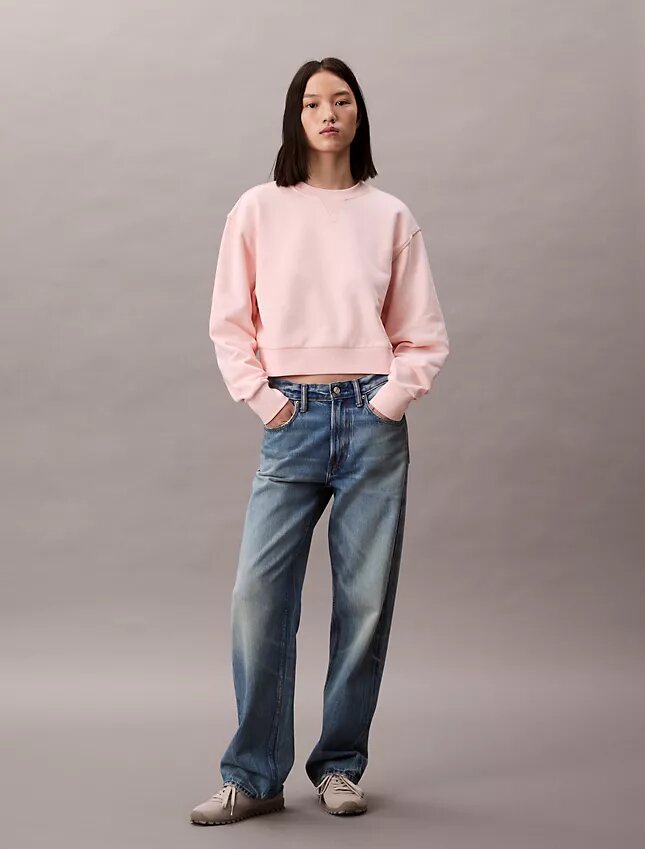 Sudadera corta holgada de felpa francesa Sudadera corta holgada de felpa francesa
