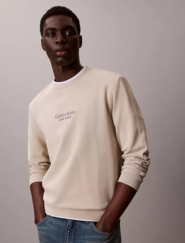 Sudadera de cuello redondo de felpa con gráfico del logotipo Sudadera de cuello redondo de felpa con gráfico del logotipo