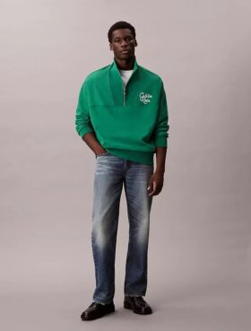 Sudadera de felpa premium con cremallera de un cuarto y corte holgado