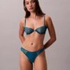 Sujetador balconette Unlined de encaje geométrico negro CK Black