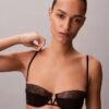 Sujetador balconette Unlined de encaje geométrico negro CK Black