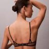 Sujetador balconette Unlined de encaje geométrico negro CK Black