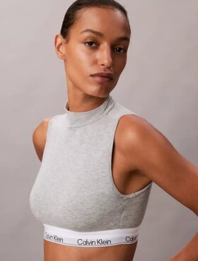 Sujetador Bralette sin tirantes con cuello alto, ligeramente forrado, de algodón y Modal