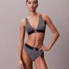 Sujetador Bralette triangular elástico de Microfiber con Monogram gráfico y forro ligero Sujetador Bralette triangular elástico de Microfiber con Monogram gráfico y forro ligero