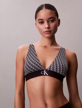 Sujetador Bralette triangular elástico de Microfiber con Monogram gráfico y forro ligero Sujetador Bralette triangular elástico de Microfiber con Monogram gráfico y forro ligero