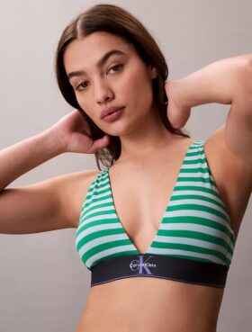 Sujetador Bralette triangular elástico de Microfiber con Monogram gráfico y forro ligero Sujetador Bralette triangular elástico de Microfiber con Monogram gráfico y forro ligero