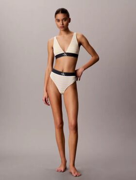 Sujetador Bralette triangular elástico de Microfiber con Monogram gráfico y forro ligero Sujetador Bralette triangular elástico de Microfiber con Monogram gráfico y forro ligero