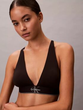 Sujetador Bralette triangular elástico de Microfiber con Monogram gráfico y forro ligero Sujetador Bralette triangular elástico de Microfiber con Monogram gráfico y forro ligero