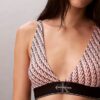 Sujetador Bralette triangular elástico de Microfiber con Monogram gráfico y forro ligero Sujetador Bralette triangular elástico de Microfiber con Monogram gráfico y forro ligero