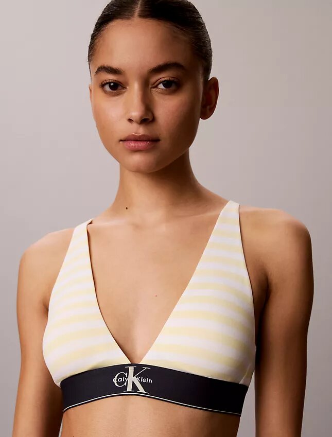 Sujetador Bralette triangular elástico de Microfiber con Monogram gráfico y forro ligero Sujetador Bralette triangular elástico de Microfiber con Monogram gráfico y forro ligero