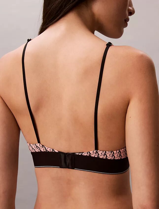 Sujetador Bralette triangular elástico de Microfiber con Monogram gráfico y forro ligero Sujetador Bralette triangular elástico de Microfiber con Monogram gráfico y forro ligero
