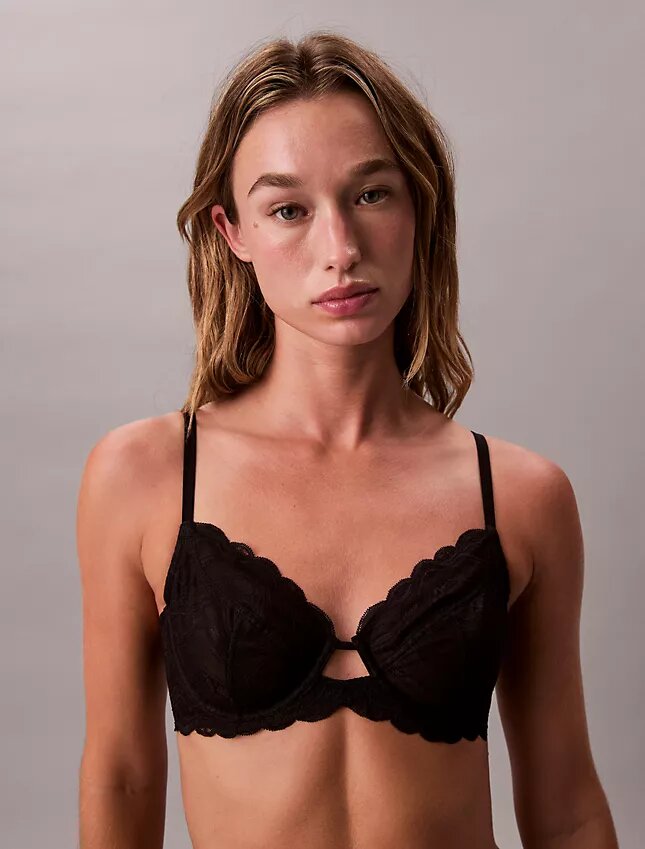 Sujetador de cobertura total Unlined de encaje elástico sensual Sujetador de cobertura total Unlined de encaje elástico sensual