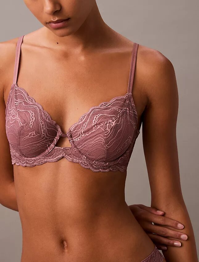 Sujetador de cobertura total Unlined de encaje elástico sensual Sujetador de cobertura total Unlined de encaje elástico sensual