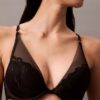 Sujetador plonge de encaje floral negro CK Black
