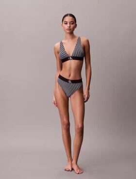 Tanga elástica de microfibra con monograma gráfico
