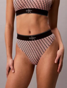Tanga elástica de microfibra con monograma gráfico