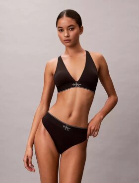 Tanga elástica de microfibra con monograma gráfico