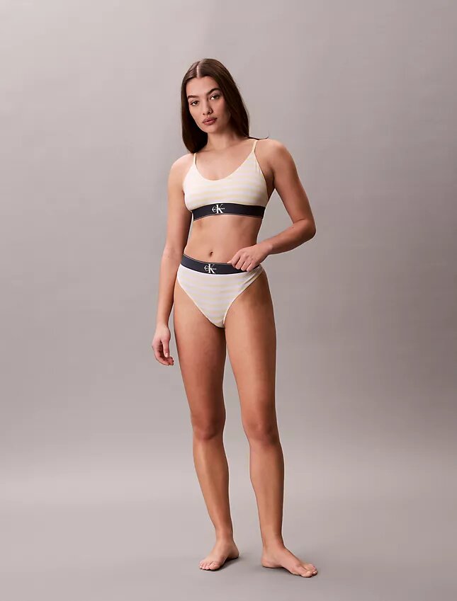 Tanga elástica de microfibra con monograma gráfico Tanga elástica de microfibra con monograma gráfico