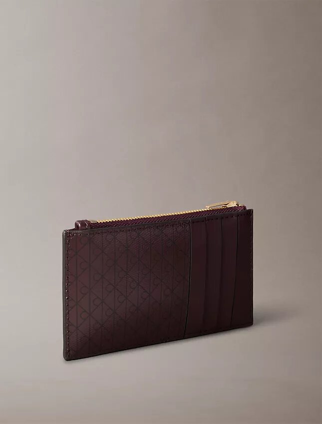 Tarjetero con cremallera superior y estampado de logotipo por toda la superficie Tarjetero con cremallera superior y estampado de logotipo por toda la superficie