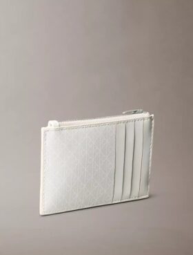 Tarjetero con cremallera superior y logotipo estampado por toda la superficie