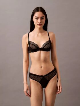 Thong de encaje geométrico negro CK Black