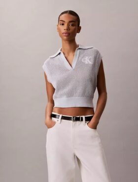 Top corto de ganchillo con Monogram