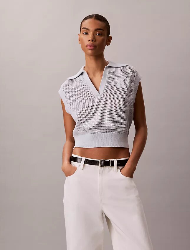 Top corto de ganchillo con Monogram Top corto de ganchillo con Monogram