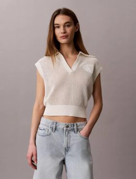 Top corto de ganchillo con Monogram
