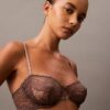 Unlined balconette bra with floral lace in black from CK Black Unlined balconette bra with floral lace in black from CK Black