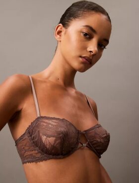 Unlined balconette bra with floral lace in black from CK Black