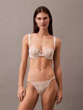 Unlined balconette bra with floral lace in black from CK Black