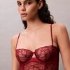 Unlined balconette bra with floral lace in black from CK Black Unlined balconette bra with floral lace in black from CK Black