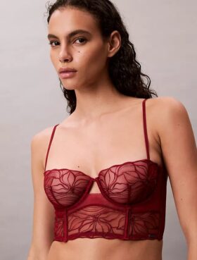 Unlined balconette bra with floral lace in black from CK Black
