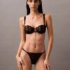 Unlined balconette bra with floral lace in black from CK Black Unlined balconette bra with floral lace in black from CK Black