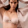 Unlined balconette bra with floral lace in black from CK Black Unlined balconette bra with floral lace in black from CK Black