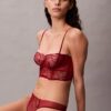 Unlined balconette bra with floral lace in black from CK Black Unlined balconette bra with floral lace in black from CK Black