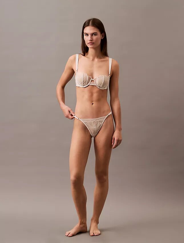 Unlined balconette bra with floral lace in black from CK Black Unlined balconette bra with floral lace in black from CK Black
