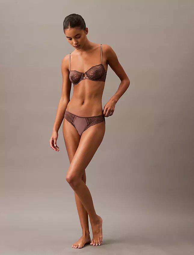 Unlined balconette bra with floral lace in black from CK Black Unlined balconette bra with floral lace in black from CK Black