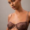 Unlined balconette bra with floral lace in black from CK Black Unlined balconette bra with floral lace in black from CK Black
