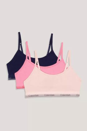Unlined Bralette con banda de logotipo, paquete de 3