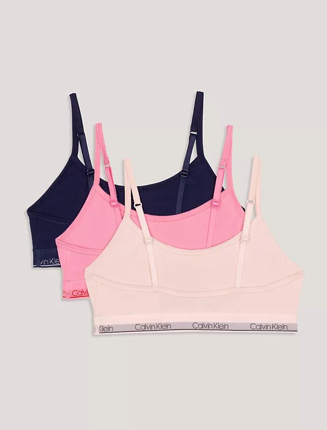 Unlined Bralette con banda de logotipo, paquete de 3 Unlined Bralette con banda de logotipo, paquete de 3