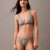 Unlined triangular bra with geometric lace in black from CK
