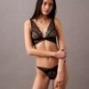Unlined triangular bra with geometric lace in black from CK