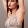 Unlined triangular bra with geometric lace in black from CK