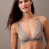 Unlined triangular bra with geometric lace in black from CK