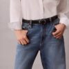 Vaqueros rectos de algodón y lino estilo años 90