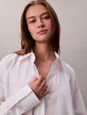 Vestido camisero holgado de algodón