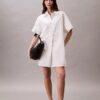 Vestido camisero mini de sarga de algodón