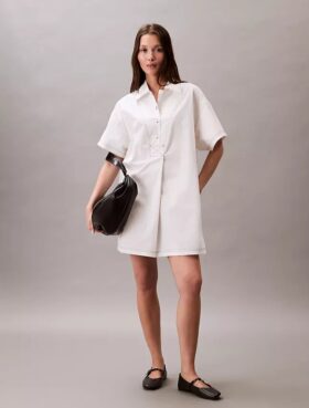 Vestido camisero mini de sarga de algodón